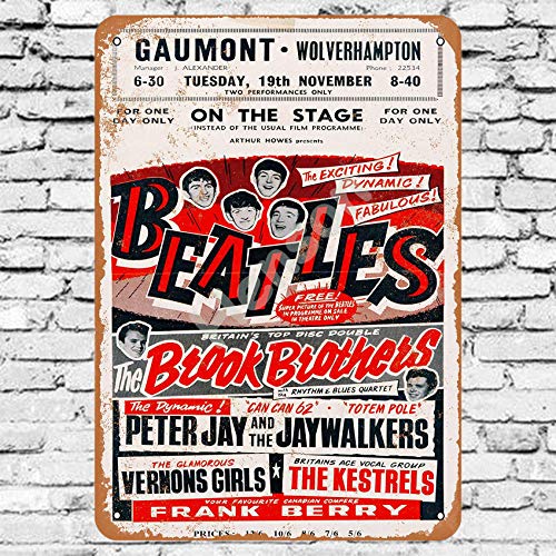 Henson Beatles 1963 Wolverhampton Traditional Vintage Tin Sign Logo 12 * 8 Advertising Eye-Catching Wall Decoration - Les Beatles, Paul McCartney, John Lennon, RIngo Starr, George Harrison Henson Beatles 1963 Wolverhampton Traditional Vintage Tin Sign Logo 12 * 8 Advertising Eye-Catching Wall Decoration