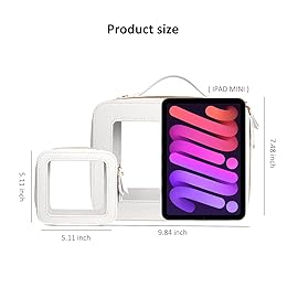 LETGO Clear Makeup Bags Set - TSA Approved Toiletry Bag with Handle Large Opening, Clear Toiletry Bags Case Pouch for Traveling Travel Car Orangizer Storage Essentials (Mini+Large White)