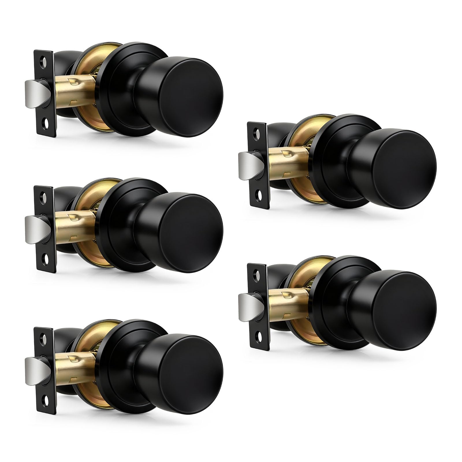 Brushed Nickel Door Knobs - 5 Pack Tulip Privacy Knobs -7