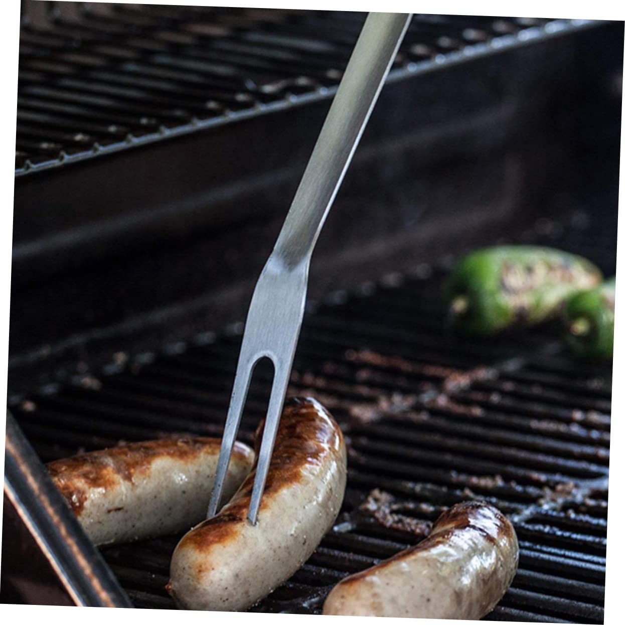 Toddmomy 4stücke Edelstahl Bbq Gabeln Mit Langem Griff Hochwertige Grillgabeln Aus Edelstahl Für Grillen Picknicks Und Restaurantgebrauch