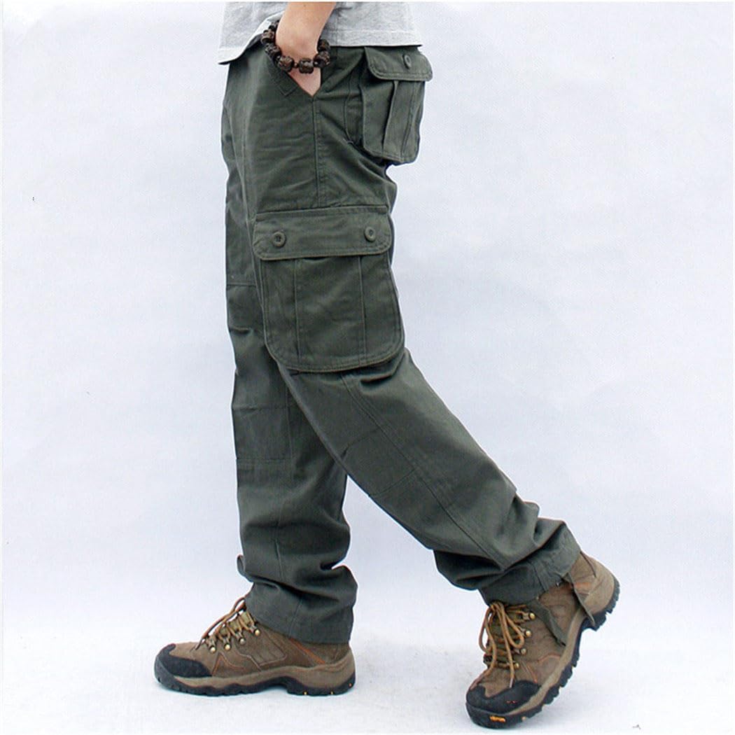 Haitpant Men's Tactical Cargo Pants Loose Fit Military Work Trousers, Casual Army Style Multi-Pocket Straight Leg Overalls