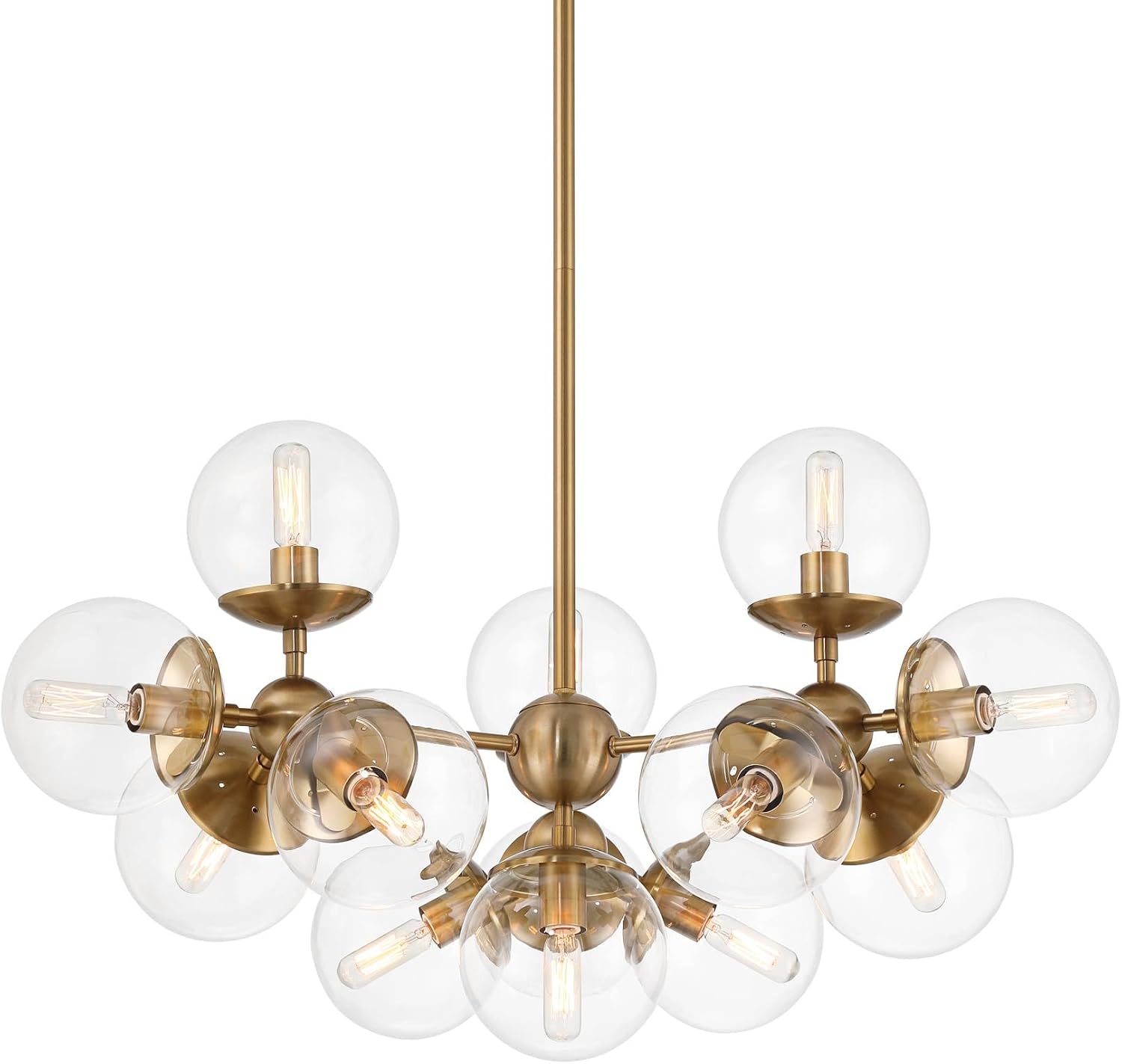 Possini Euro Design Cosas Warm Brass Sputnik Chandelier Lighting 27 1/2" Wide Modern Industrial Clear Glass Globe Shades 13-Light Fixture for Dining Room House Foyer Kitchen Entryway Bedroom