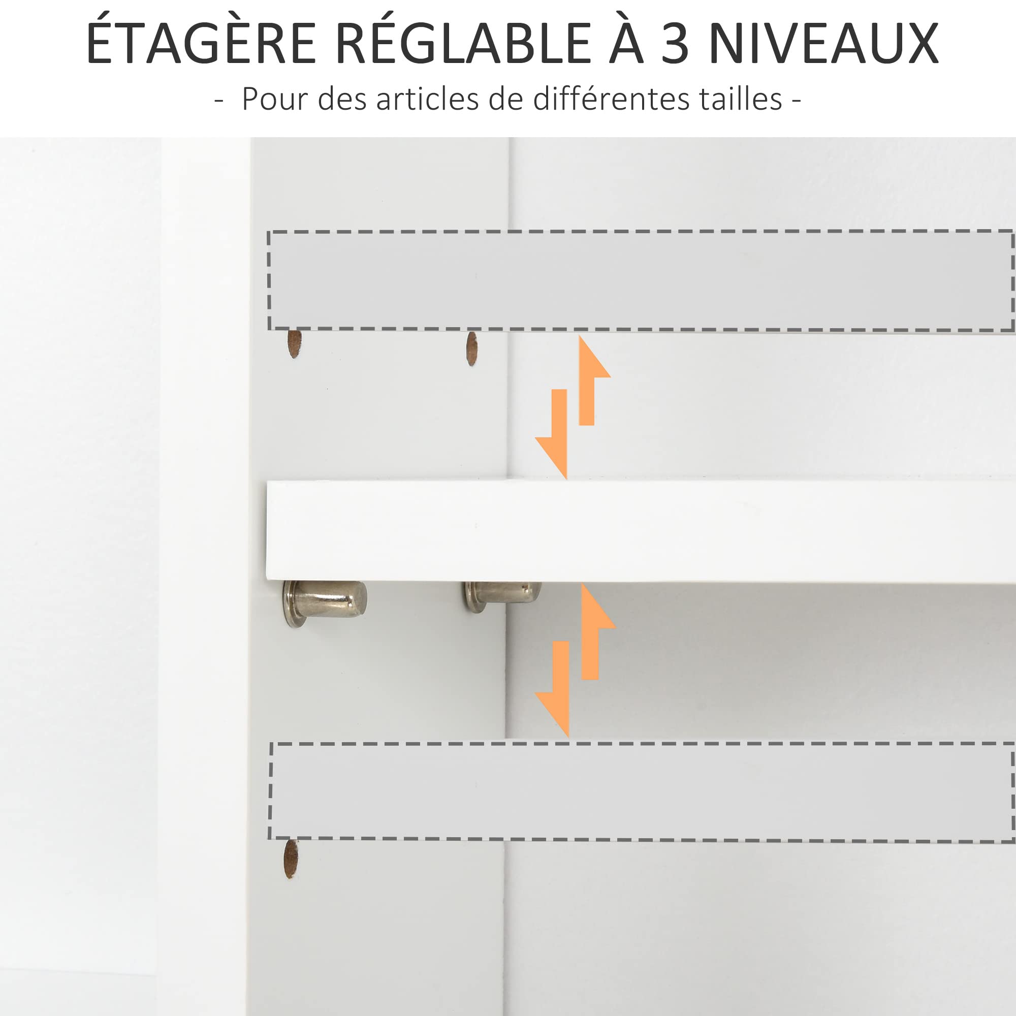 HOMCOM Armoire Murale de Salle de Bain Meuble Suspendu WC Placard 1 Porte 3 niches dim. 53L x 14,5l x 50,5H cm en Bois Blanc