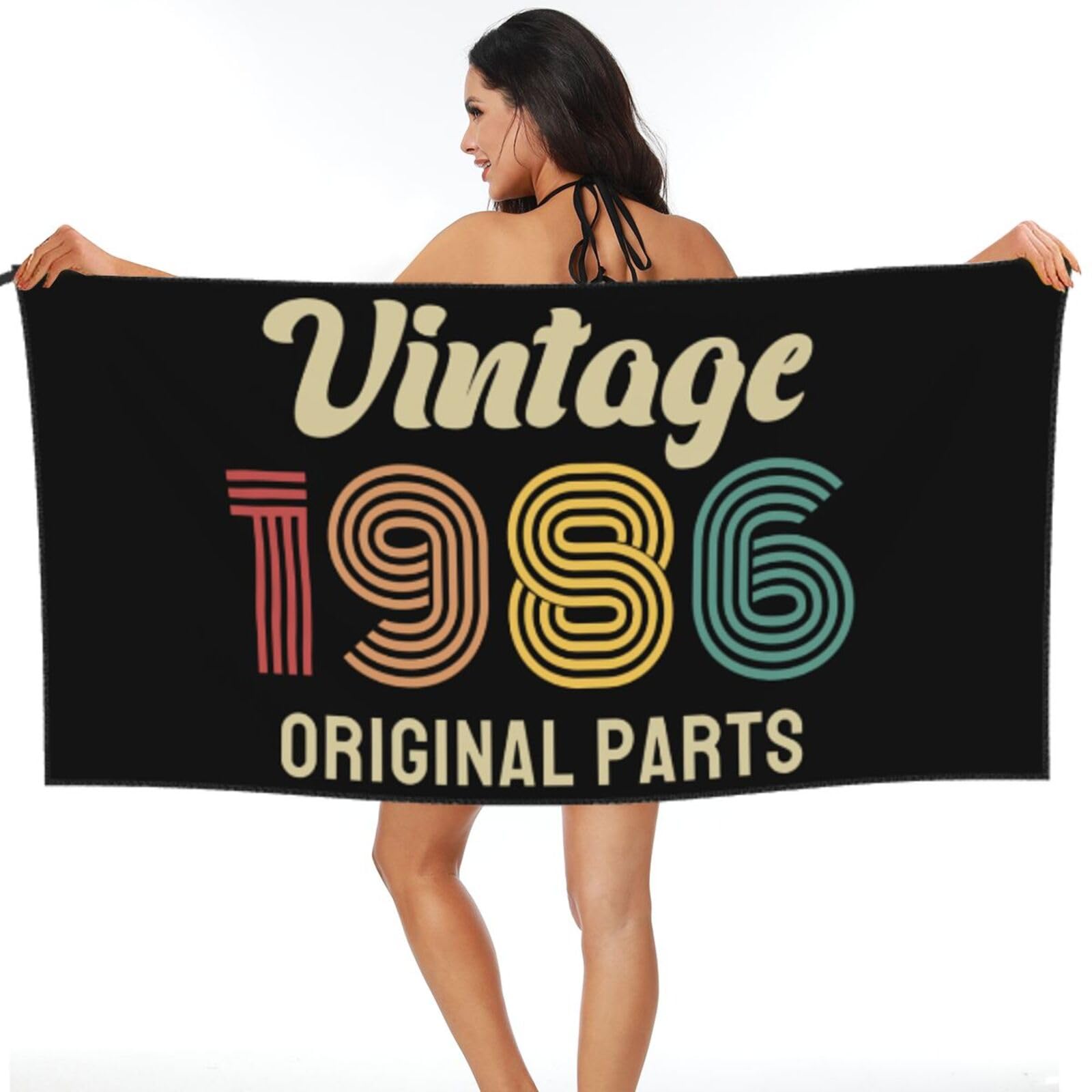 Serviette de plage 1986 vintage sans sable drap de bain pour piscine et camping 80x130