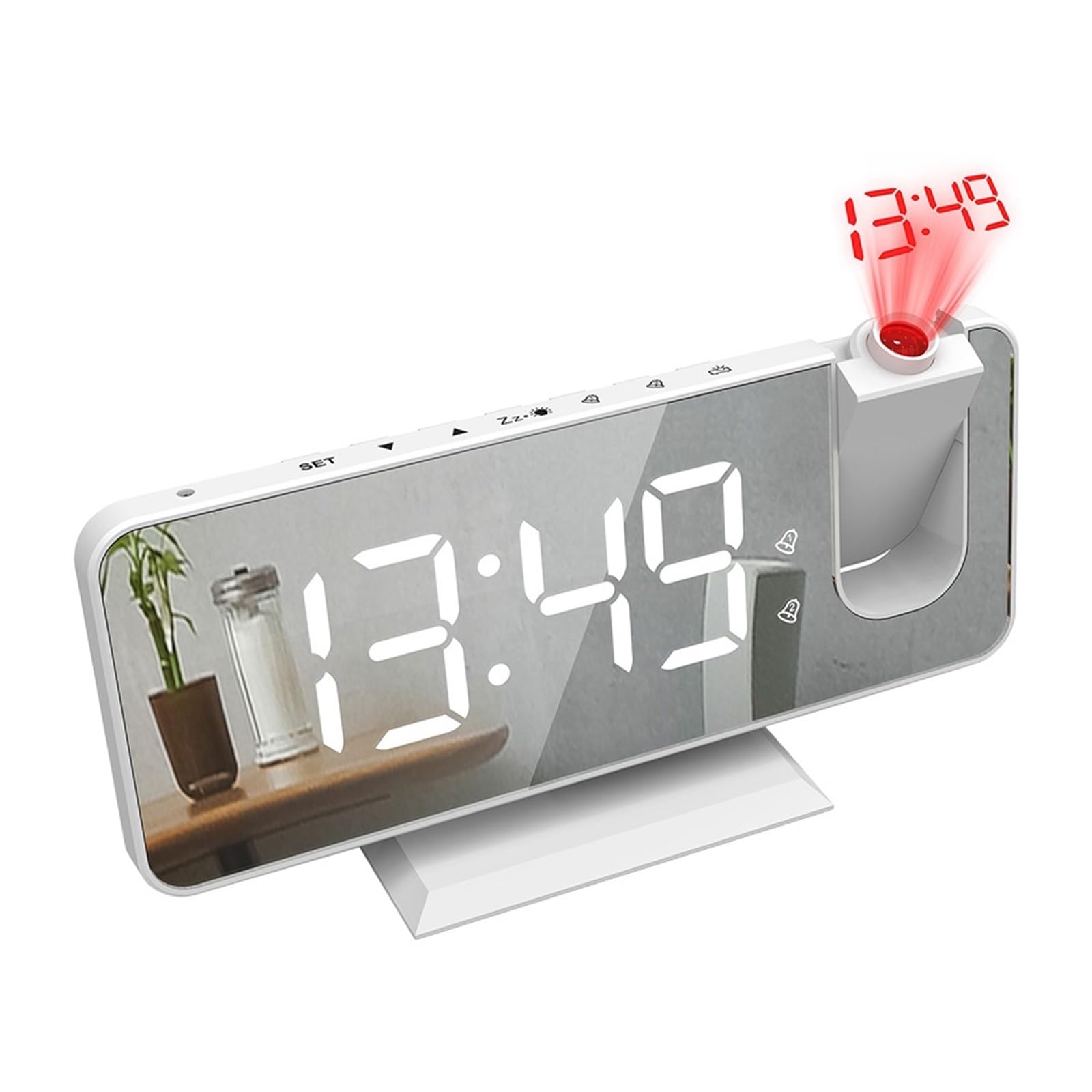 KOESRXNQW FM Radio LED Digital Smart Alarm Clock Watch Table Electronic Desktop Clocks USB Wake Up With 180° Time Projection Snooze Clear Projection(No FM white)
