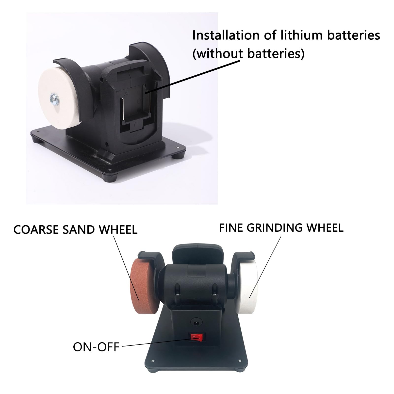 Smerigliatrice da banco con 2 per smerigliatrice a batteria da 18 V con opzione a due ruote e macchina per la macinazione leggera piccola