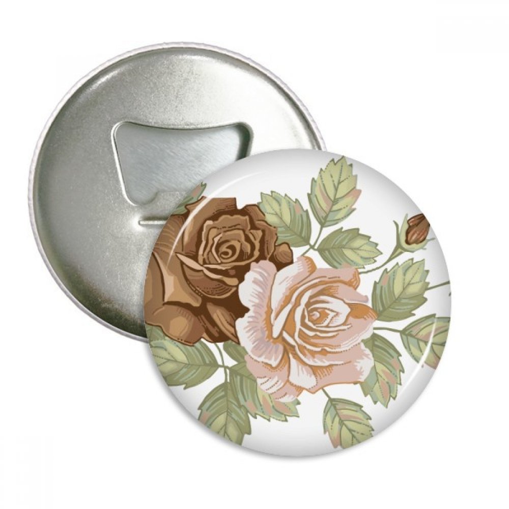 Ouvre-bouteille aimants frigo pins badge fleurs roses blanc argent 3pcs