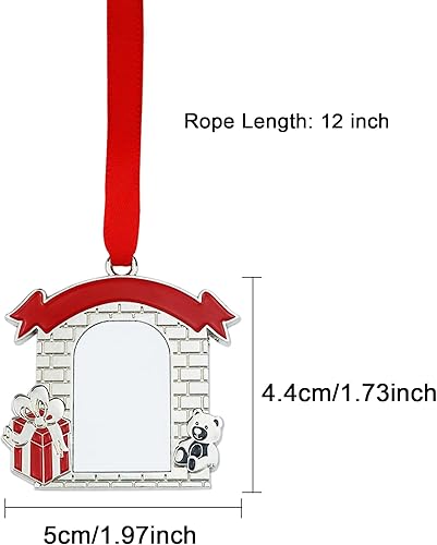 Miniatura 2 de Adorno de Navidad con marco en blanco para casa, prensa de calor personalizada, texto fotográfico, adorno de sublimación de metal, colgante para