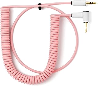 Candycord OP-1 / OP-Z - Cable de audio especial por myVolts, mini conector recto a mini conector en ángulo, rizado, 65 cm a 90 cm, color rosa malvavisco