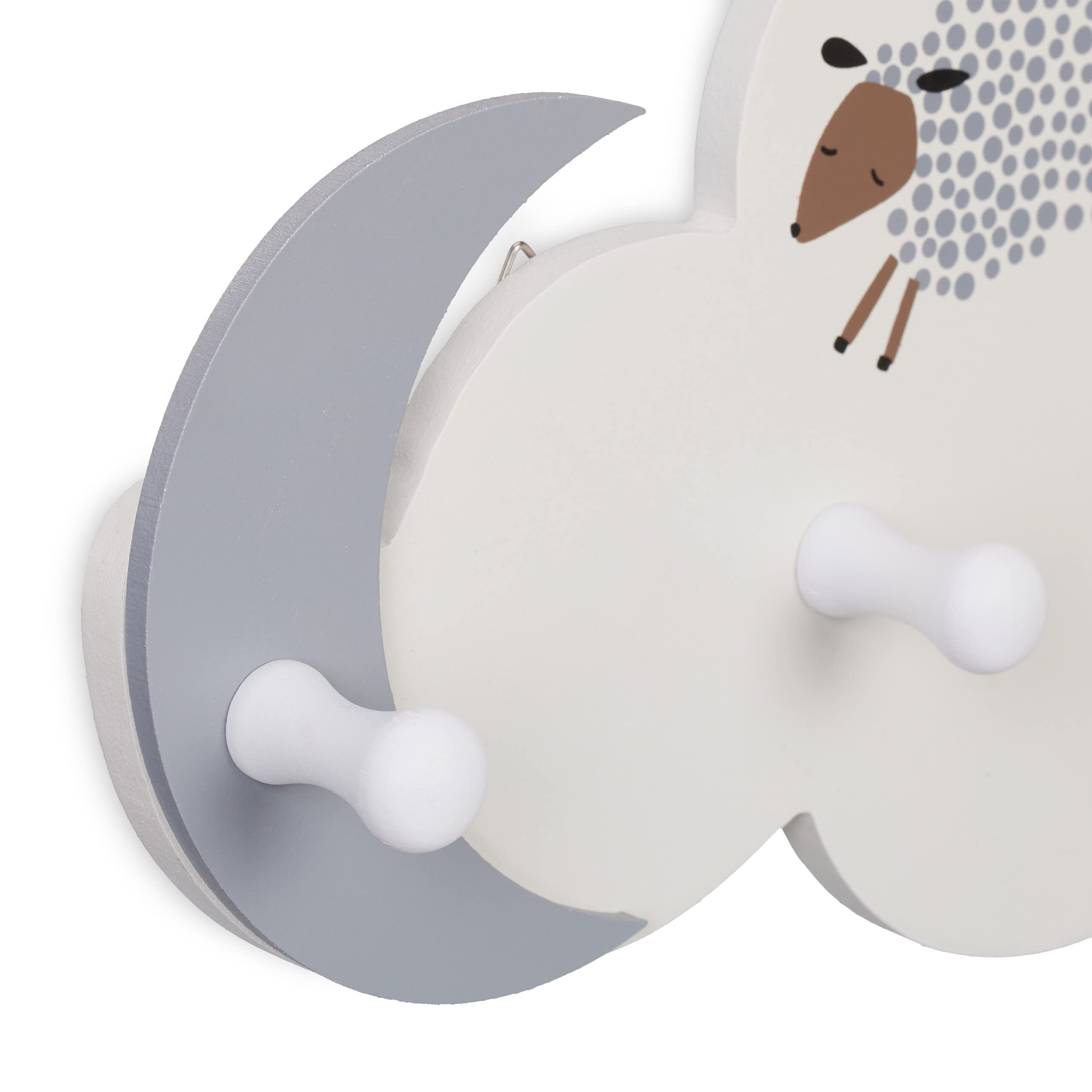 Relaxdays Perchero Infantil Nube, Colgador Pared, 16,5x34,5x5 cm, MDF, Ganchos Guardarropa Niños, Cielo Nocturno, Blanco