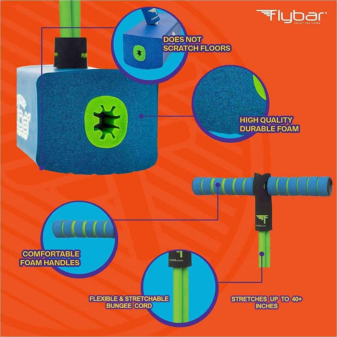 Flybar My First Foam Pogo Jumper for Kids Fun and Safe Pogo Stick, Durable Foam and Bungee Jumper for Ages 3 and up Toddler Toys, Supports up to 250lbs (Blue) : Toys & Games