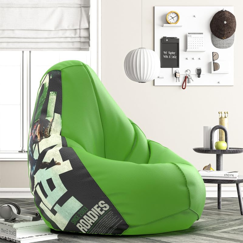 Image of Biggie Bean Bag 4XL Bean Bag Chair with Beans Filled-Perfect for Living Room,Bedroom,Study-Sale Design(Printed - Raodie -Raodie-Artwork 5 - Orange)-Faux Leather