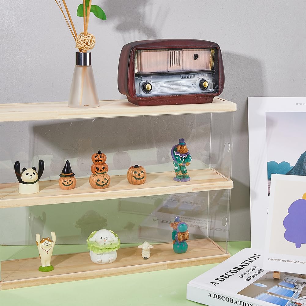 Vetrina Espositiva In Acrilico A 2 Piani - Con Base In Legno, 25.4x11.6x29.6 Cm, Per Collezioni - Foto 9