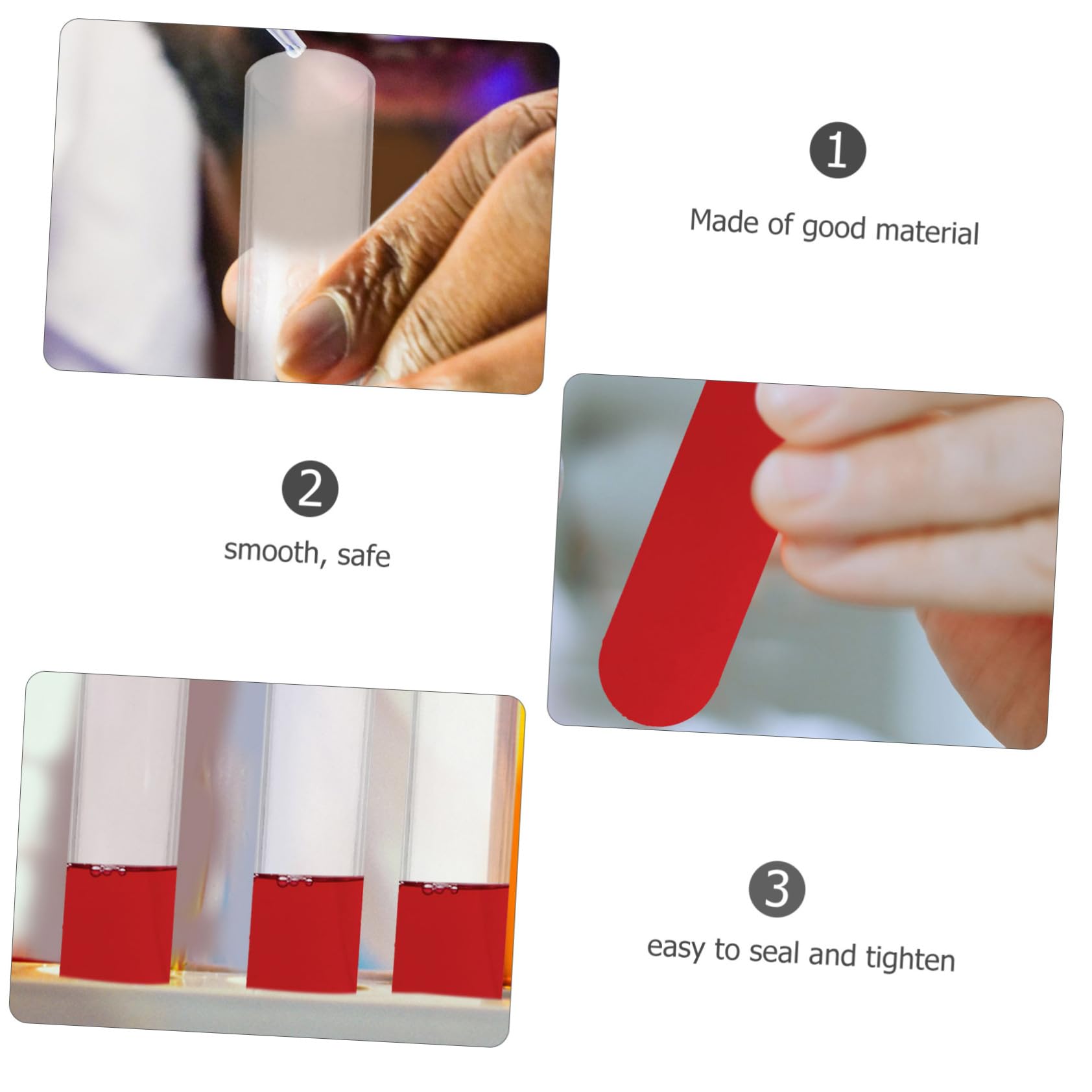 SOLUSTRE 10pcs Scientific Party Test Tubes Solid Storage Plastic Test Tubes Round Edge