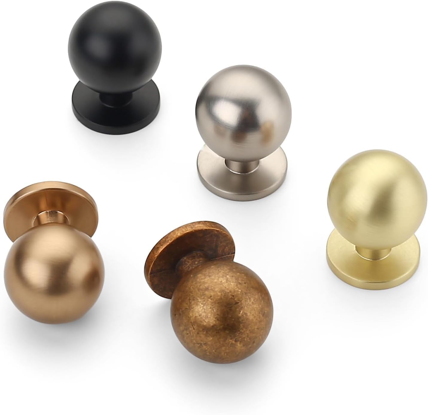 9BUILD 6 Pack 1.2 Inch Matte Black Cabinet Knobs for Kitchen, Drawer, Dresser - Round Handles for Cabinets and Drawers