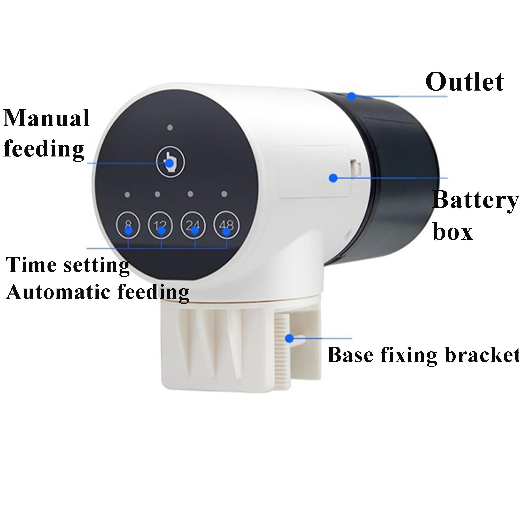 Futterautomat Aquarium, Fisch Futterautomaten für Aquarium, 200ML Groß Kapazität Fischfutter Feeder, Futterspender mit Timer, Automatischer Fischfutterspender, 360° Rotatable Feeder