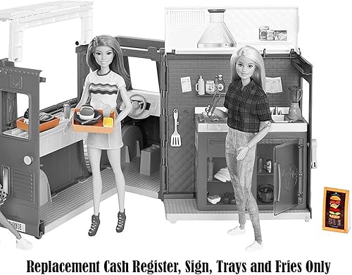Miniatura 3 de Piezas de repuesto para Fresh 'n Fun Food Truck Barbie Doll Playset - GMW07 ~ Caja registradora de repuesto, letrero, bandejas y papas fritas