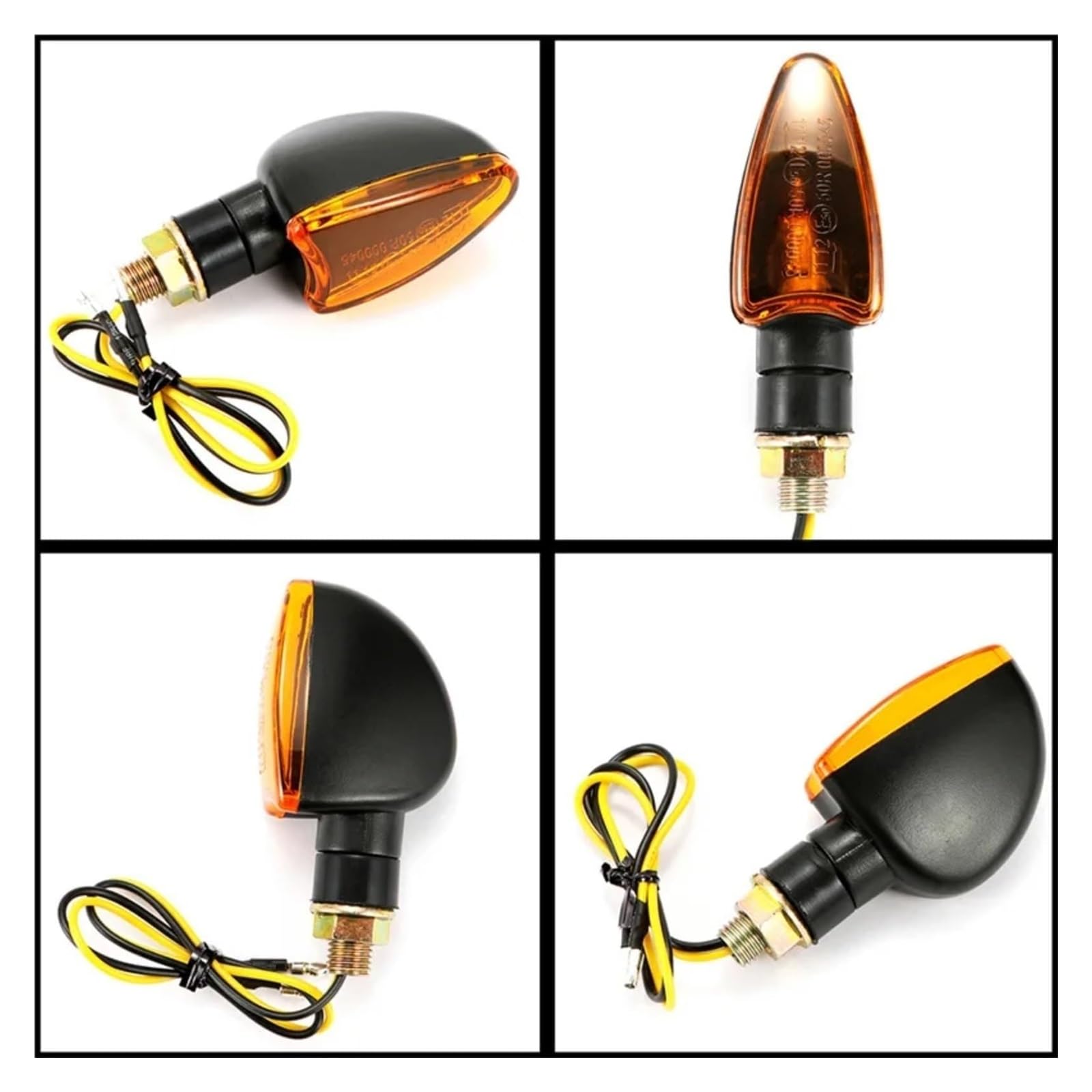 Indicatore Direzione Anteriore Moto Frecce Indicatori di Direzione Luci Lampada 12V 10mm Indicatore(2 PCS-Short)