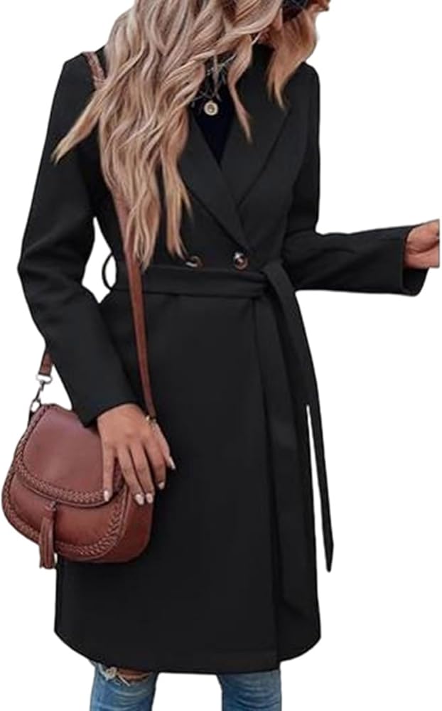Amazon.com: Women's Trench Coat Long Double-Breasted Winter Jacket