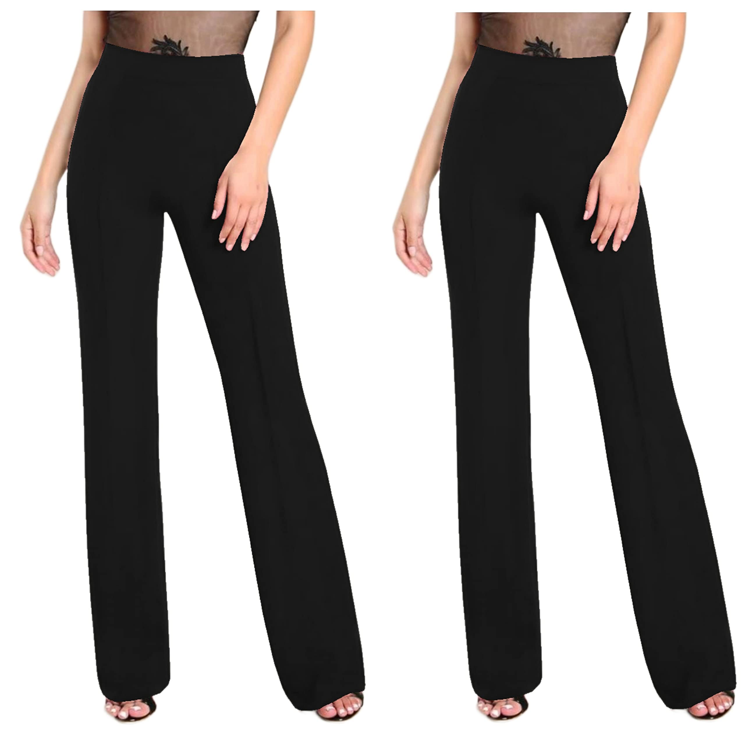 dream beauty fashion Pack of Women's High Waist Bell Bottom Trouser, Elastic Flared Bootcut Pants, Stretchy Parallel Leg for Casual Office Work wear- Pack of 2 (Dhoni-Combo 02)-picture-10