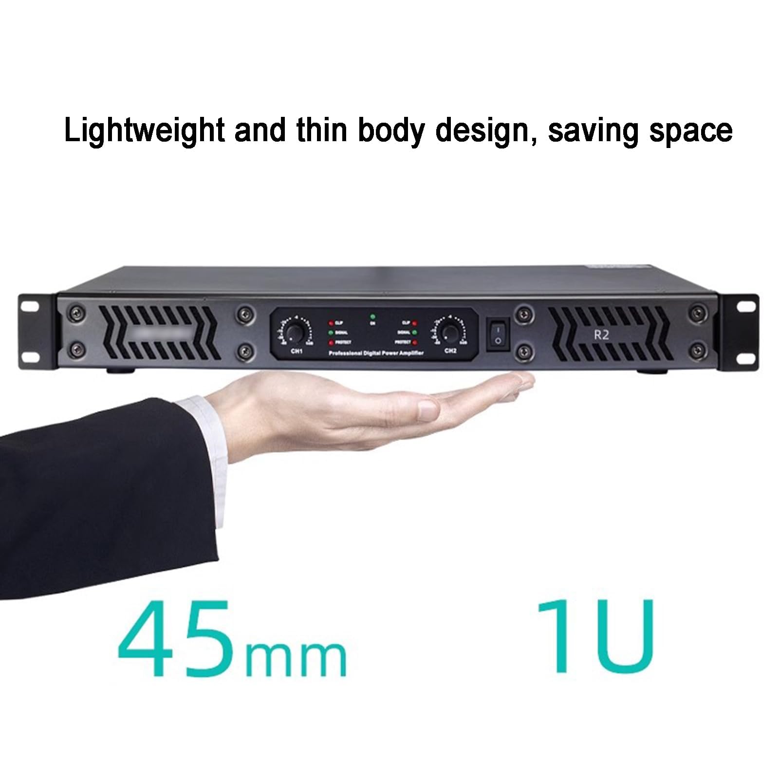 Amplificatore di potenza digitale professionale a 2/4 canali, 700 W, con luce LED + manopola volume, per casa, karaoke, altoparlanti teatrali