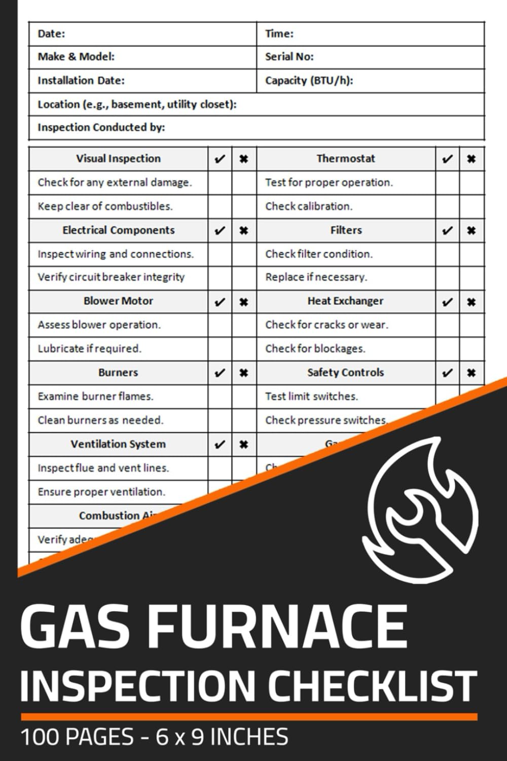 Gas Furnace Inspection Checklist: Gas Furnace Inspection Report Book ...