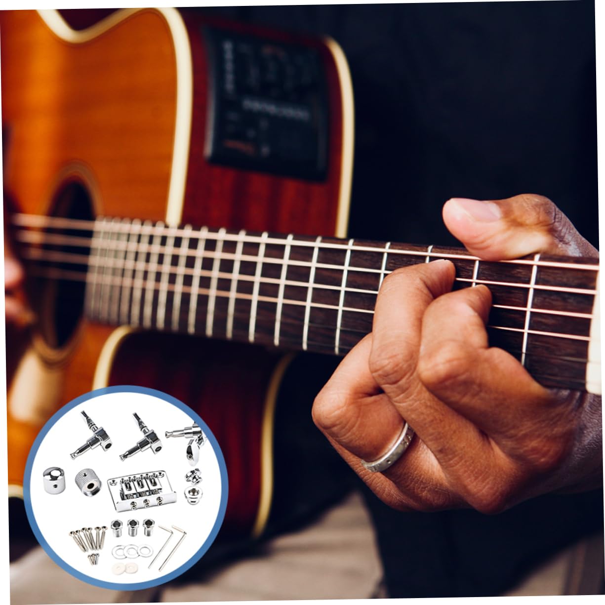 Ponte per Chitarra a 3 Corde Argento, Set 1 Pezzo