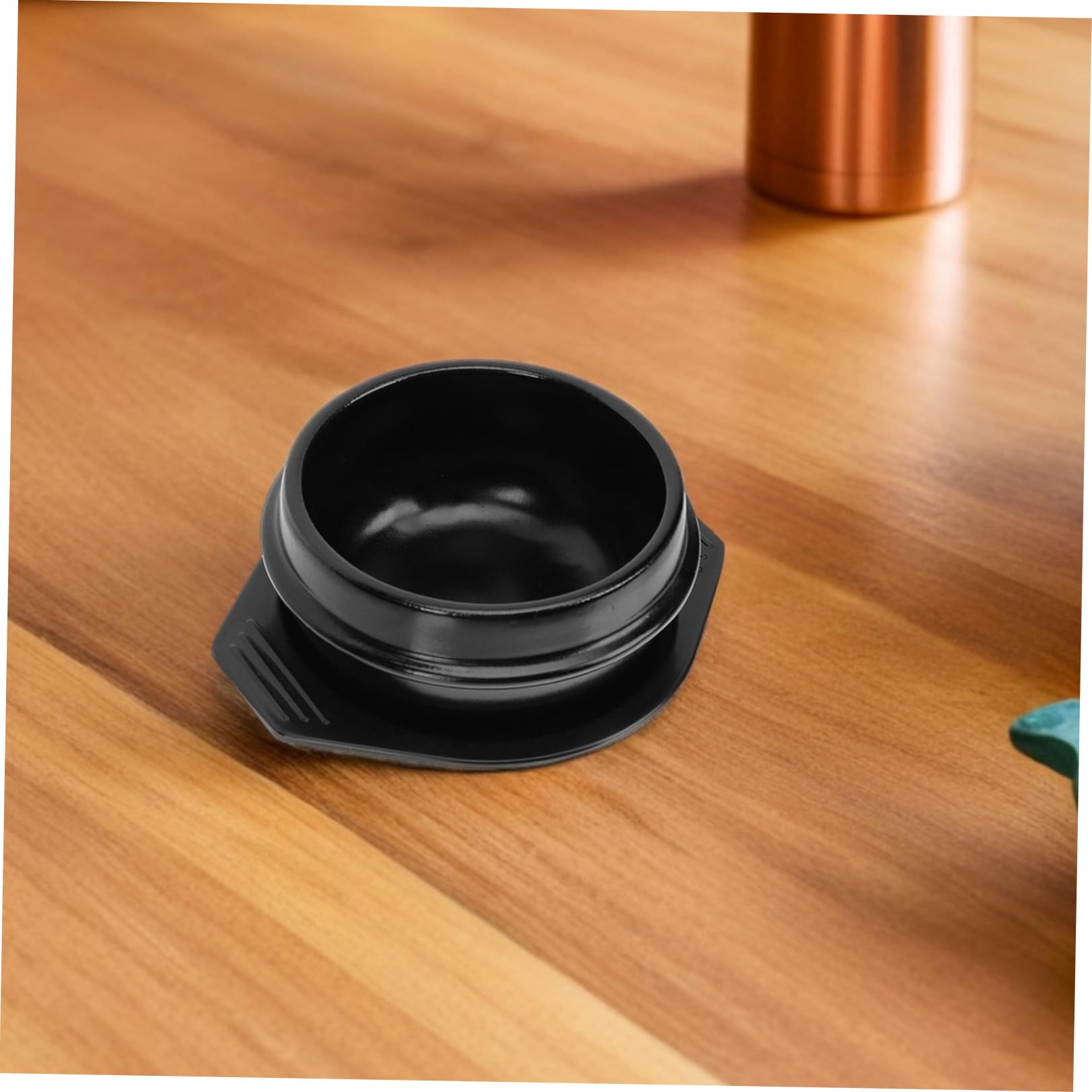 Bol Chaud en Pierre Coréenne 2pcs 800ml en Céramique avec Plateau, Bol à Bibimbap Noir Classique, Cuisson Sûre Cuisine Maison et Restaurant