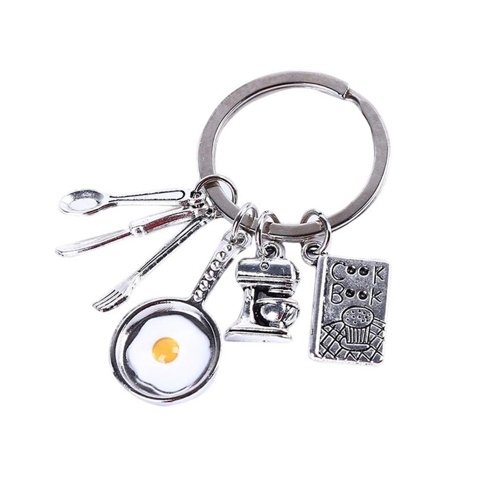 Amazon.com: SaiDian 1 Pcs Creative Chef Baking Keychain Egg Cutlery Key ...