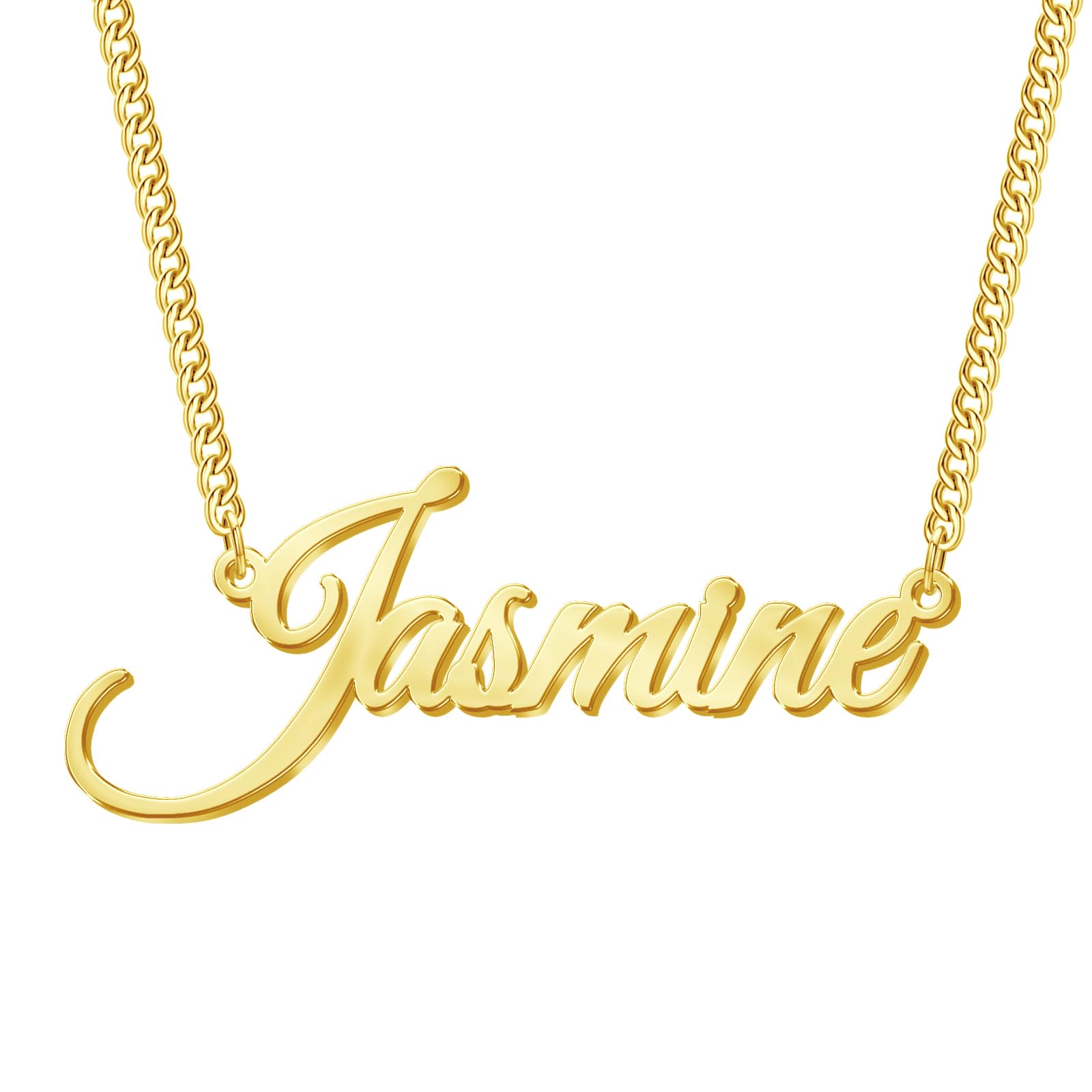 Sponsored Ad - Name Necklace Personalized, 18K Gold Plated Custom Name Necklace Nameplate Pendant Jewelry Gift for Women, Girls