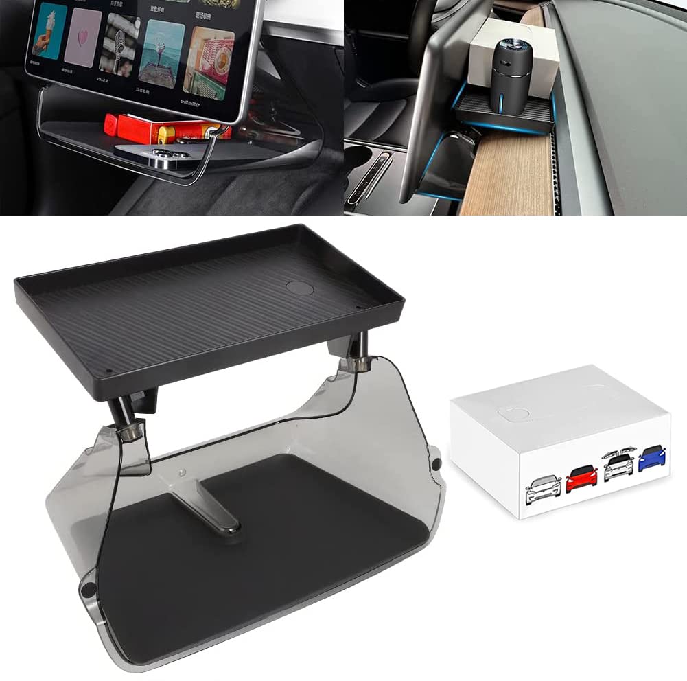 Tesla Model 3/Y Center Console Organizer with Anti-Slip Liner Tray Magnetic Behind Screen Storage Tray Dashboard Organizer Tissue Holder Compatible with Tesla Model 3(2017-2025) / Model y(2020~2025)