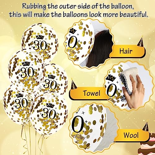 Image of 30th Birthday Balloons for Men, 15 Pcs Black Gold Happy 30th Birthday Balloons for Men Women 30 Years Old Party Decor Supplies