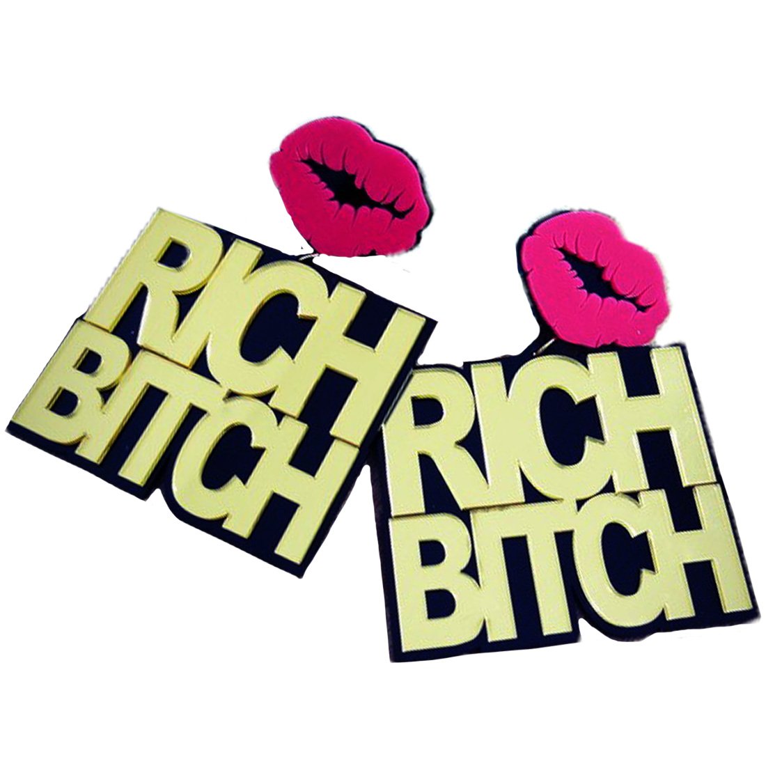 RICH BITCH Kiss Laser Cut Acrylic Earrings