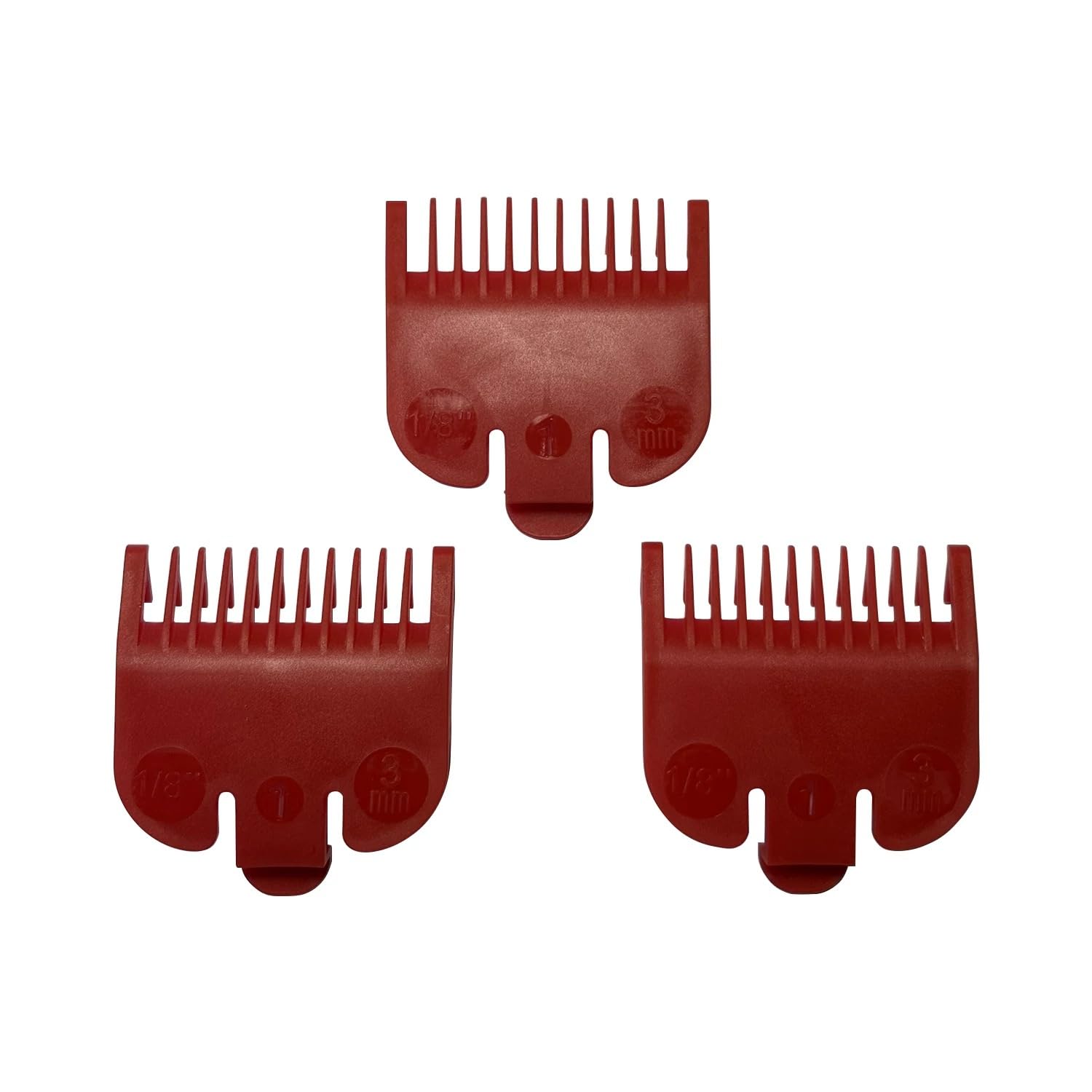 (3 Pack) (1/8") Hair Clipper Guards No.1 Cutting Guides Compatible with Most Wahl Clipper, Red