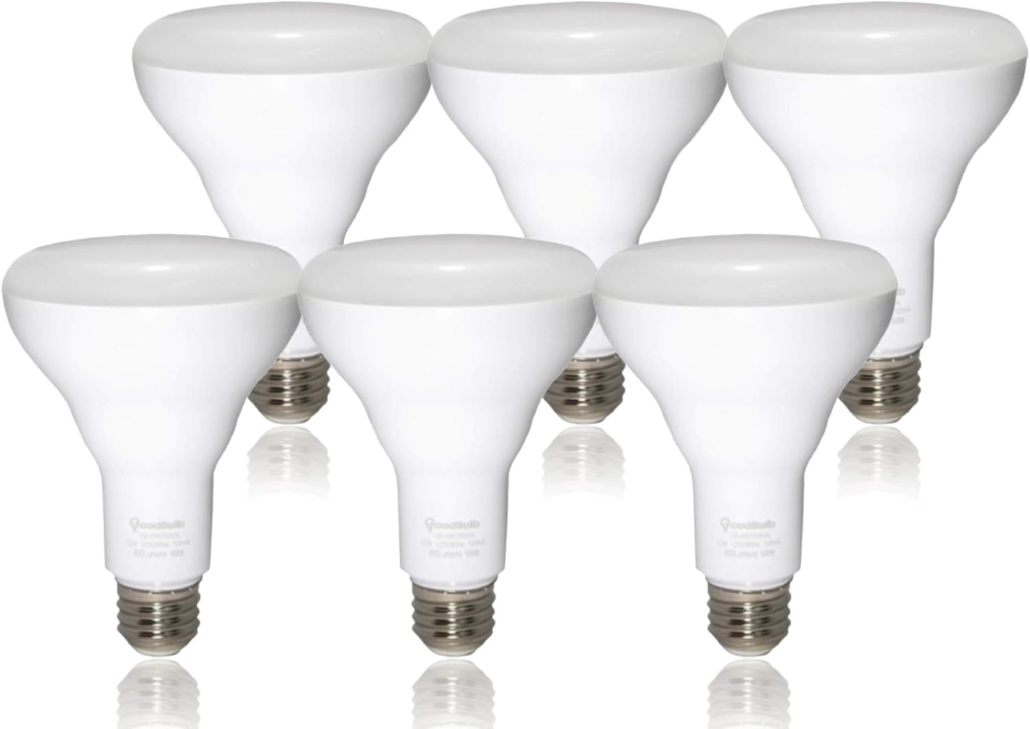 GoodBulb LED BR30 Light Bulbs | 12 Watt (60 Watt Equivalent) | E26 Base | Warm White 3000K | EcoSmart Lights | High Output 800 Lumens | Pack of 6 Bulbs