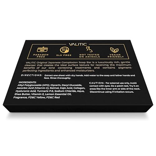 Miniatura 8 de VALITIC Brightening Jabón de papel de ácido kójico de cúrcuma y limón, vitamina C, retinol, colágeno, complejo japonés original, ácido hialurónico,