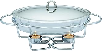 Galashield 3 QT Chafing Dish Buffet Set | Food Warmers for Parties Buffet, Oven Safe Glass Serving Dish with Stainless Steel Base and Cover