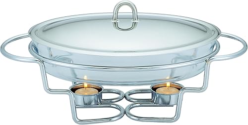Galashield Chafing Dish - Juego de bandeja de calentamiento con tapas, acero inoxidable con 2 platos de vidrio aptos para horno (1.5 cuartos de