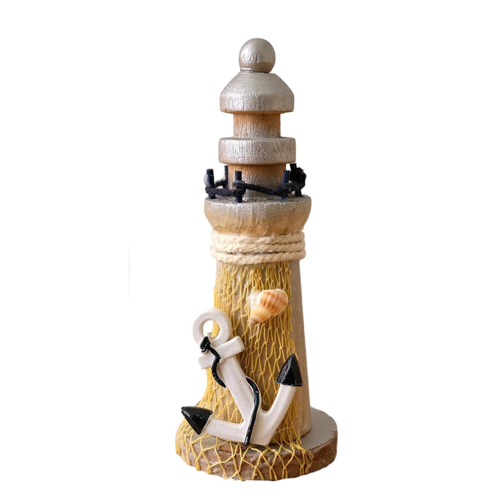 tabecou Rustic Lighthouse Figurine, Nautical Lighthouse Ocean Beach Sculpture, Handcrafted Coastal Centerpiece for Mantel Bookshelf