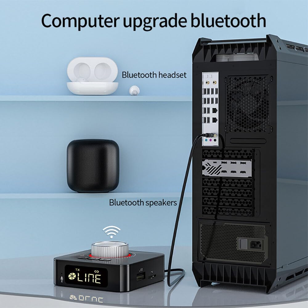 DollaTek Bezprzewodowy adapter audio 2 w 1, kompatybilny z Bluetooth, lekki odbiornik nadajnik do telewizora, PC, stereo, po??cz g?o?nik, s?uchawki