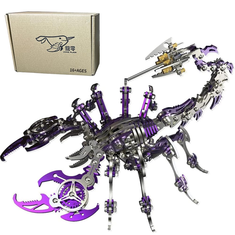 Puzzle 3D en Métal, Puzzle 3D en Metal Laser Cut Puzzles, Maquette Roi Scorpion, Jouet de Construction pour Enfants et Adultes, 454 Pièces (Violet)