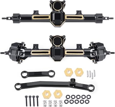 RCHUBAM 1/24 RC Crawler Axle Set SCX24 Heavy Brass Weights Front Rear Complete Axles Compatible with 1/24 Axial SCX24 AXI00001 AXI00002 90081 Directly Upgrade Parts Front & Rear Axle Set
