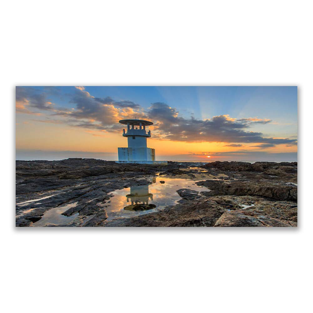Tableau en verre acrylique 120x60cm paysage phare plastique imprimé déco