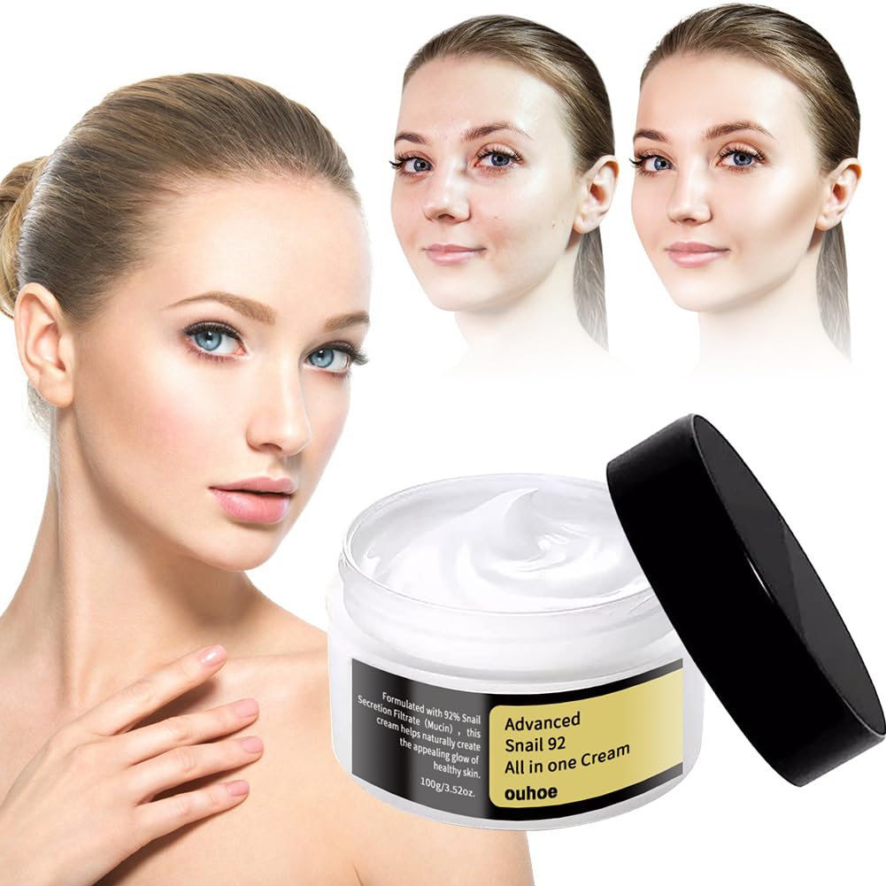 Crema avanzada de caracol,Advanced Snail 92 All in One Cream,Crema De Colágeno De Caracol,Crema Todo en uno con Extracto de Baba de Caracol,Anti Manchas y Antiarrugas,100ML