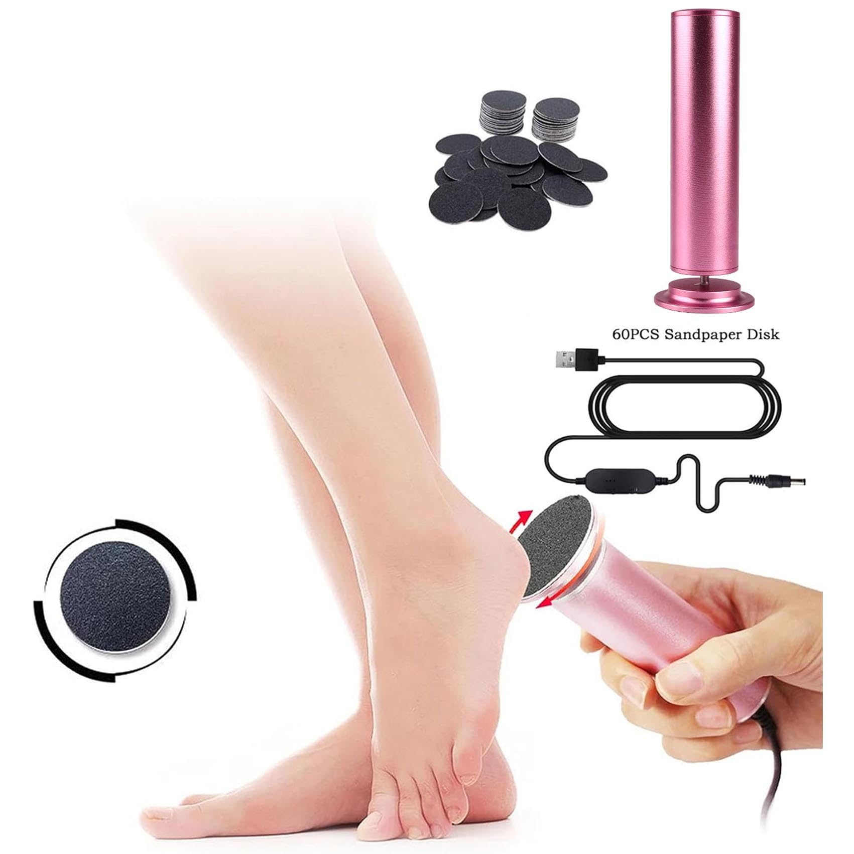 Avalaine Callus Remover, Avalaine Callus Shaver,Elettrico Per Piedi con 60 Cuscinetti,Velocità Regolabile,Lima Elettrica Per Piedi Per Pelle Dura,Pelle Secca e Morta,Talloni Screpolati,Calli (Nero)