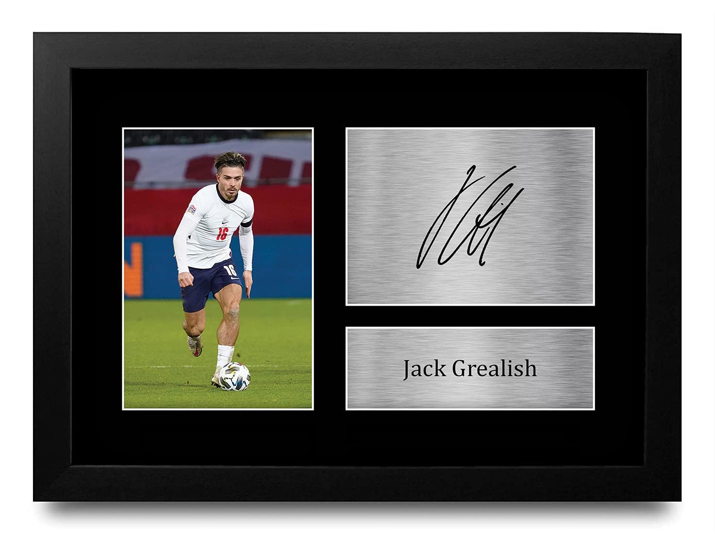 HWC Trading FR A4 Jack Grealish England Gifts Printed Signed Autograph Picture for Football Fans and Supporters - A4 Framed-image-9