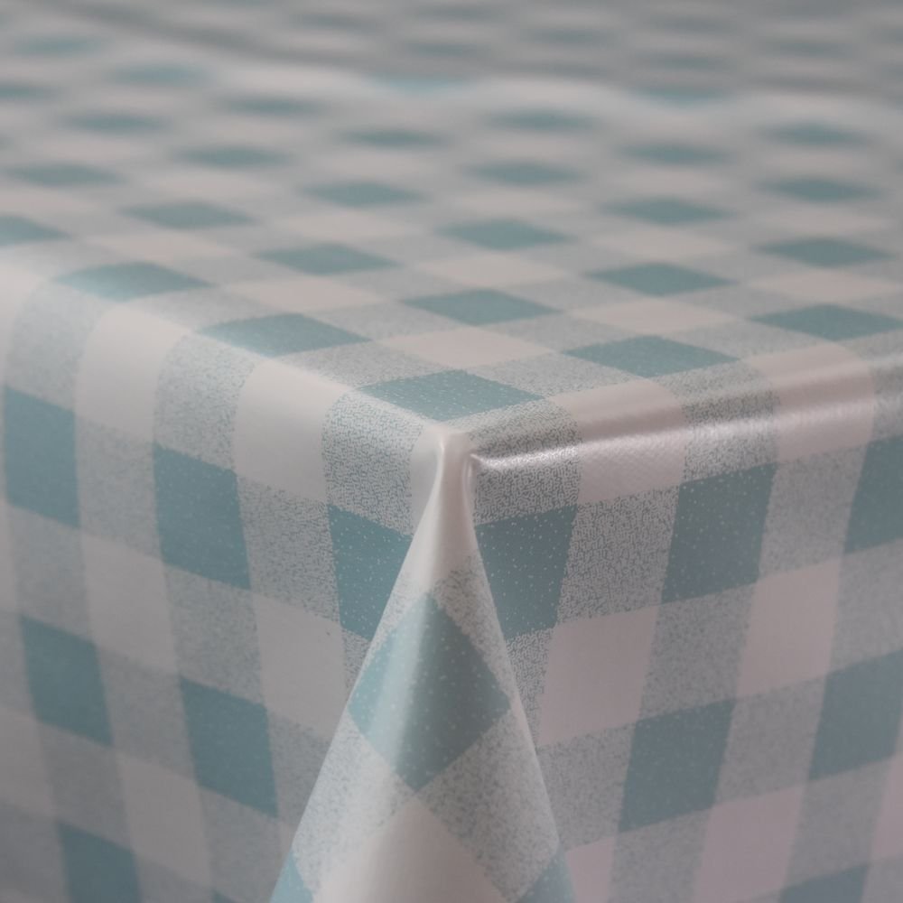 Discover Lifestyle & Fashion Fabrics Gingham Check Designer Table Cloth Stylish Wipe Clean Vinyl Square Rectangle Table Cover Protector | Various Sizes (Per Metre, Blue)