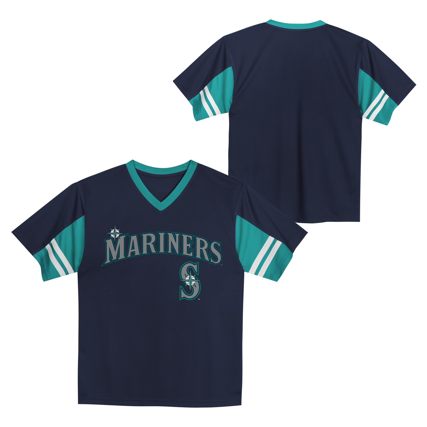 MLB Toddler 2T-4T Officially Licensed Team Color Primary Logo Baseball Fashion Top V-Neck Jersey — view 3