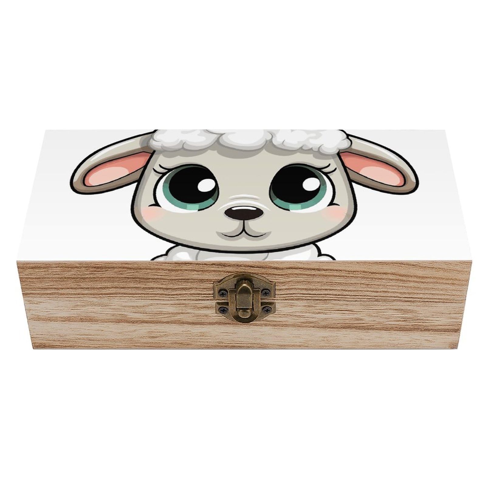 QMKFWT Wooden Jewelry Box Beautifully Keepsake Box Trinket Box Keepsake Storage Organizer Lamb Handmade Wooden Box for Storing Jewelry, Coins, Tartot Cards, Small Treasures