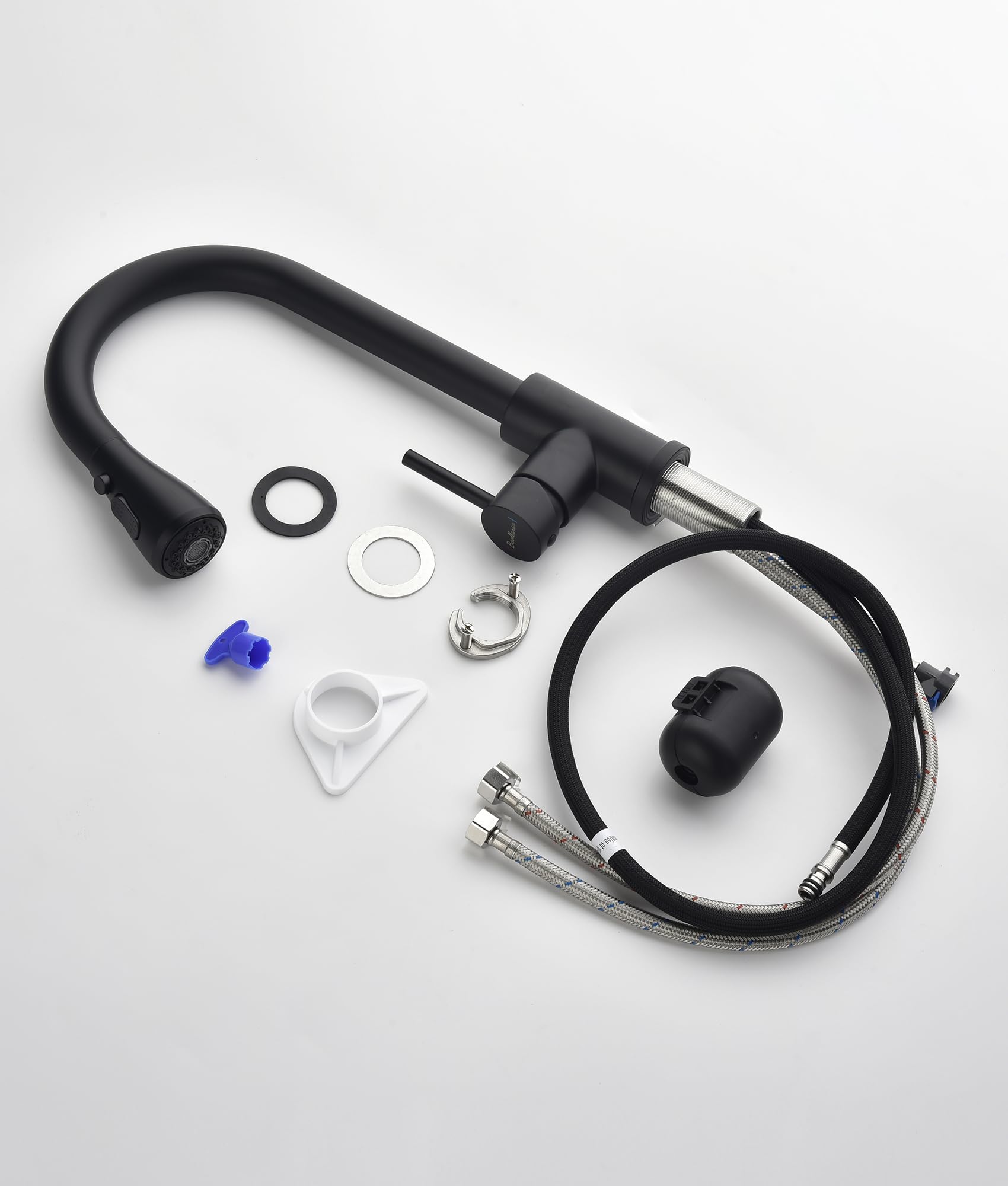 Wasserhahn Küche Ausziehbar,Hochdruck Küchenarmatur mit Herausziehbarer Brause Mischbatterie Küche mit 3 Funktionen 360°Drehbar,Kitchen Faucet Zwei Sprühfunktionen(Schwarz)